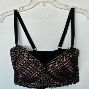 AdoreMe Nymphadora Contour Plus Black Lace Heart 34H bra